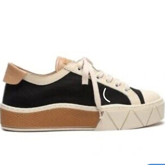 SCHUTZ Shoes - Schutz Gizella Lace Up Platform Sneakers Black White Tan size 8